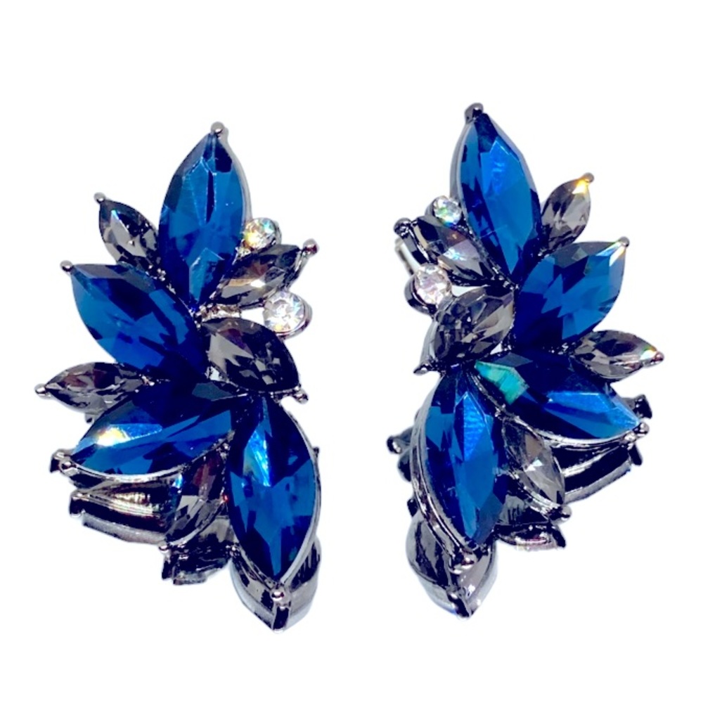 Glam Blue & Black crystal earrings